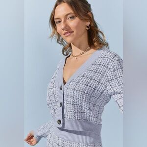 Francesca’s Collection Miami Women's Gray Twill Cardigan Sweater